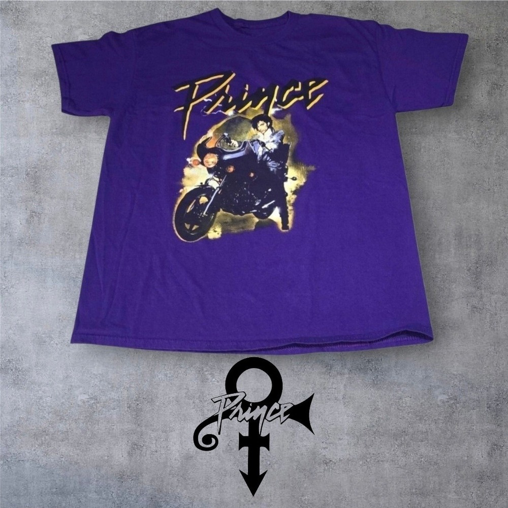 Prince Unisex Purple Rain Motorcycle Lightning T-shirt Purple L